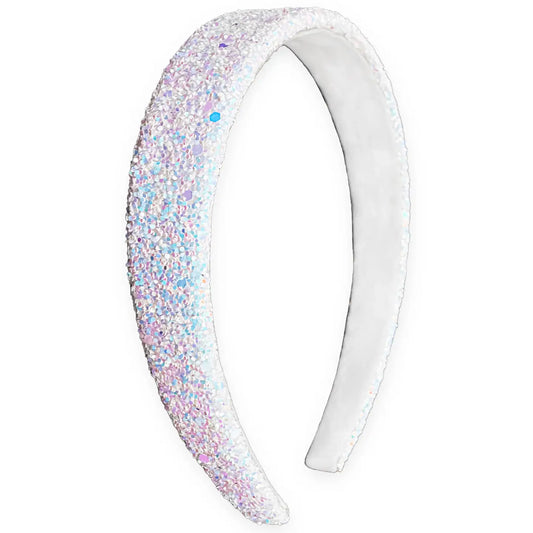 White Tapered Chunky Glitter Headband
