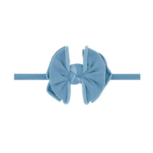 Blue nylon bow  on headband