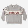 Child wearing the Apres Ski Reagan Sweater with a dusty blue fair isle pattern
