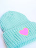 Azure & Pink Heart Beanie 110 ACCESSORIES CHILD XOXO by Magpies 
