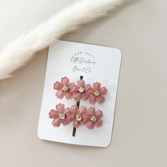 Dark Pink Floral Hair Clips