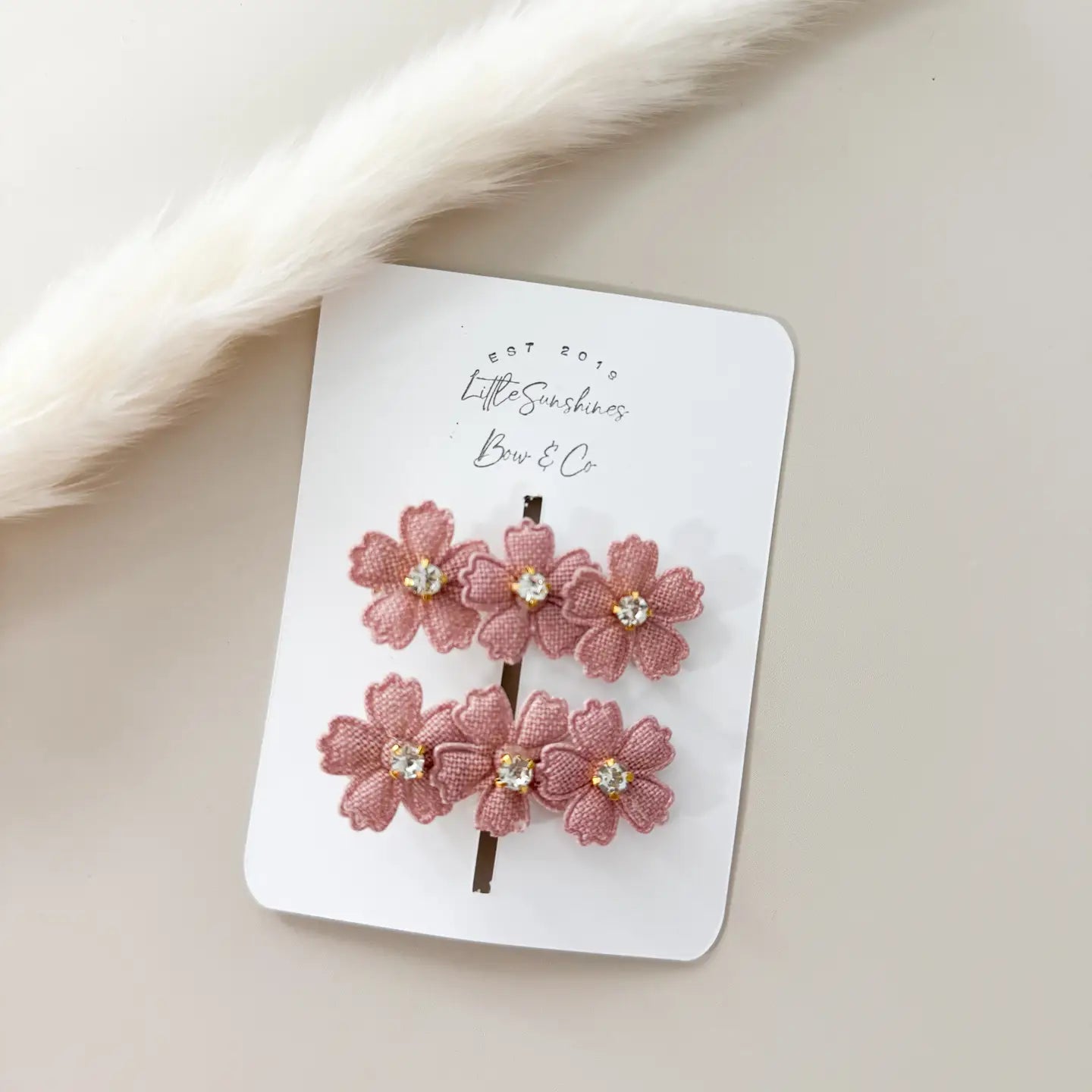 Dark Pink Floral Hair Clips