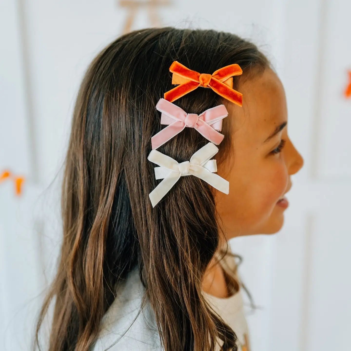 Mini Fall Velvet Bow Clip Set