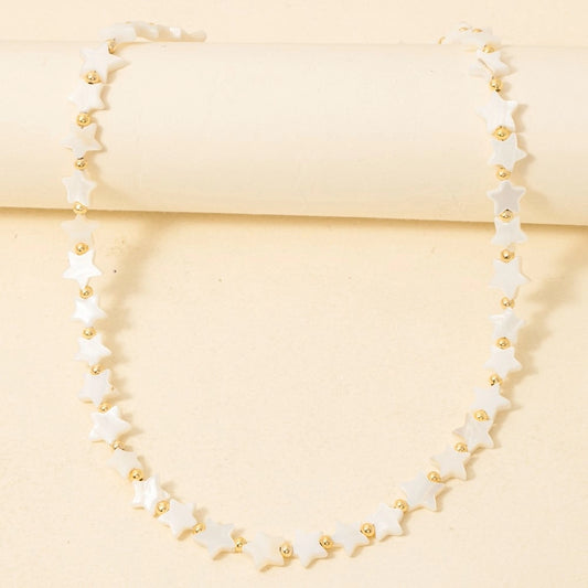 White Star Beaded Necklace