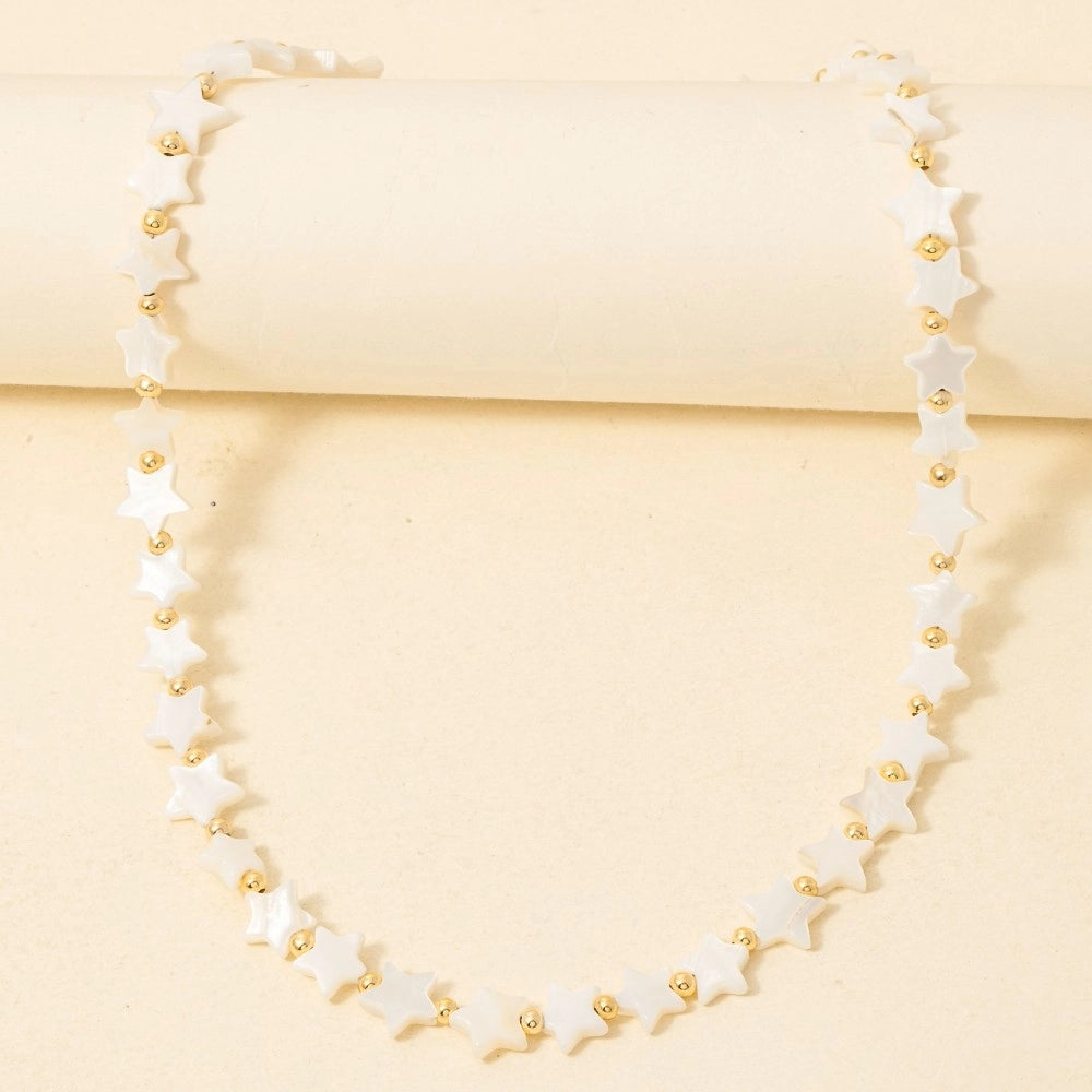 White Star Beaded Necklace