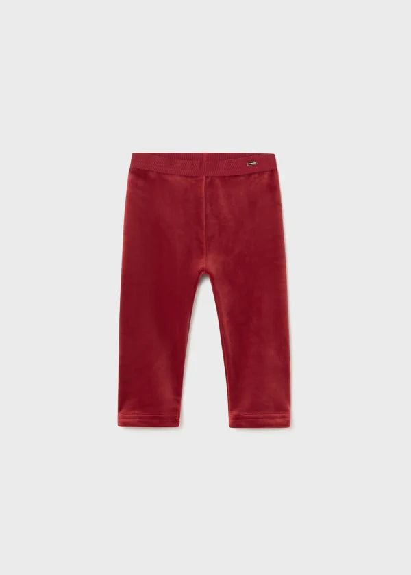 Cherry Red Velour Baby Leggings