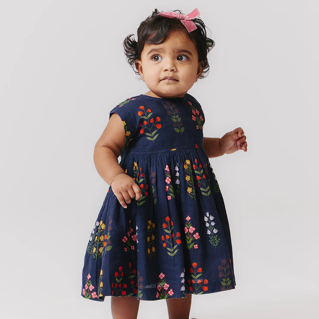 Navy Field Floral Marie Dress Set