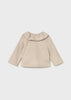 Sand Ribbed Collared Cardigan