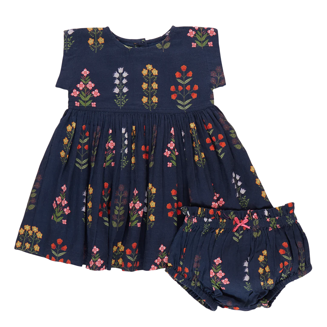 Navy Field Floral Marie Dress Set