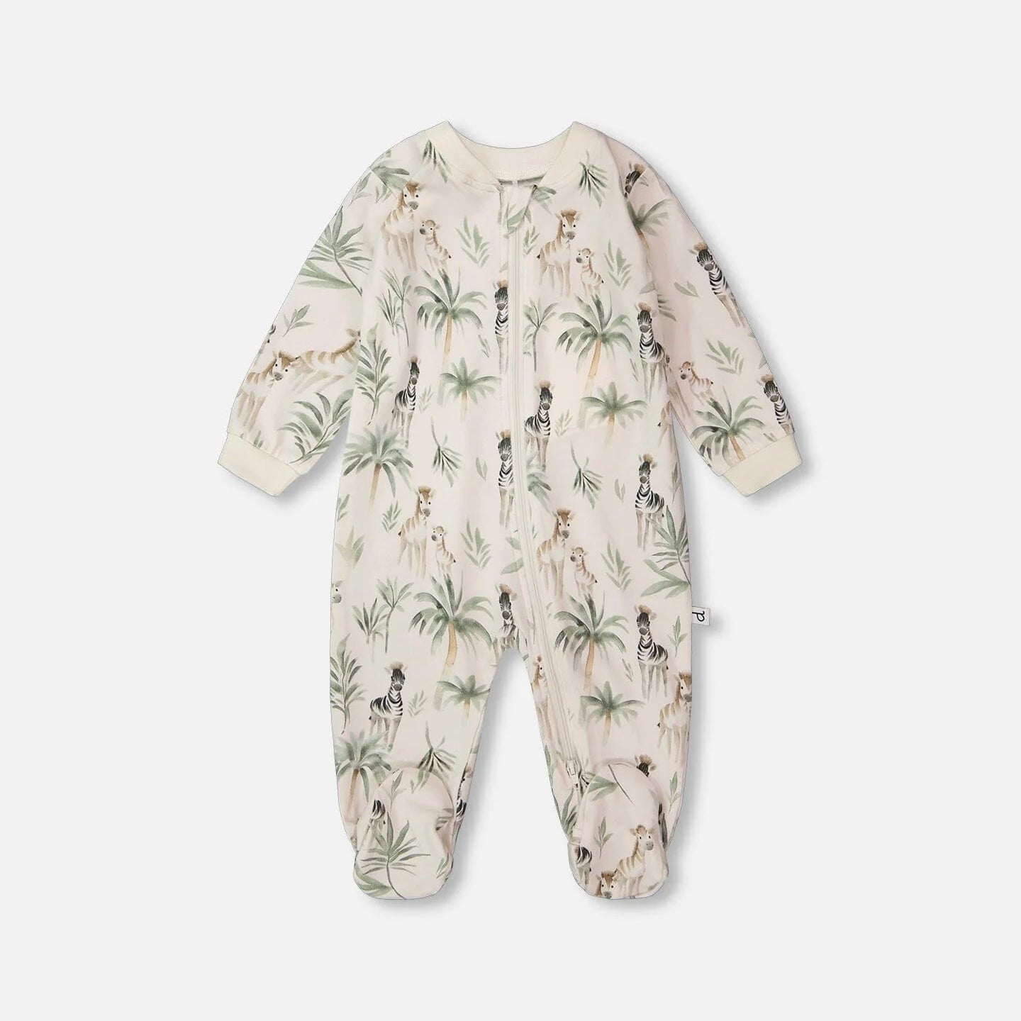 Green Zebra Jungle Zip Footie
