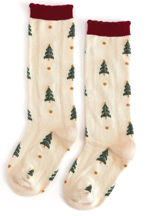 Tree Farm Scallop Knee High Socks