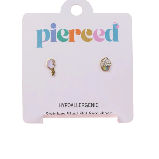 one balloon and one cupcake set of earrings
