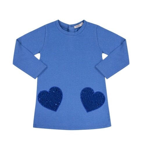 Blue Heart Sequin Dress 150 GIRLS APPAREL 2-8 EMC 2 