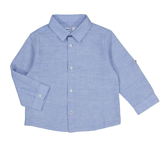 Blue Linen Shirt 130 BABY BOYS/NEUTRAL APPAREL Mayoral 6m 