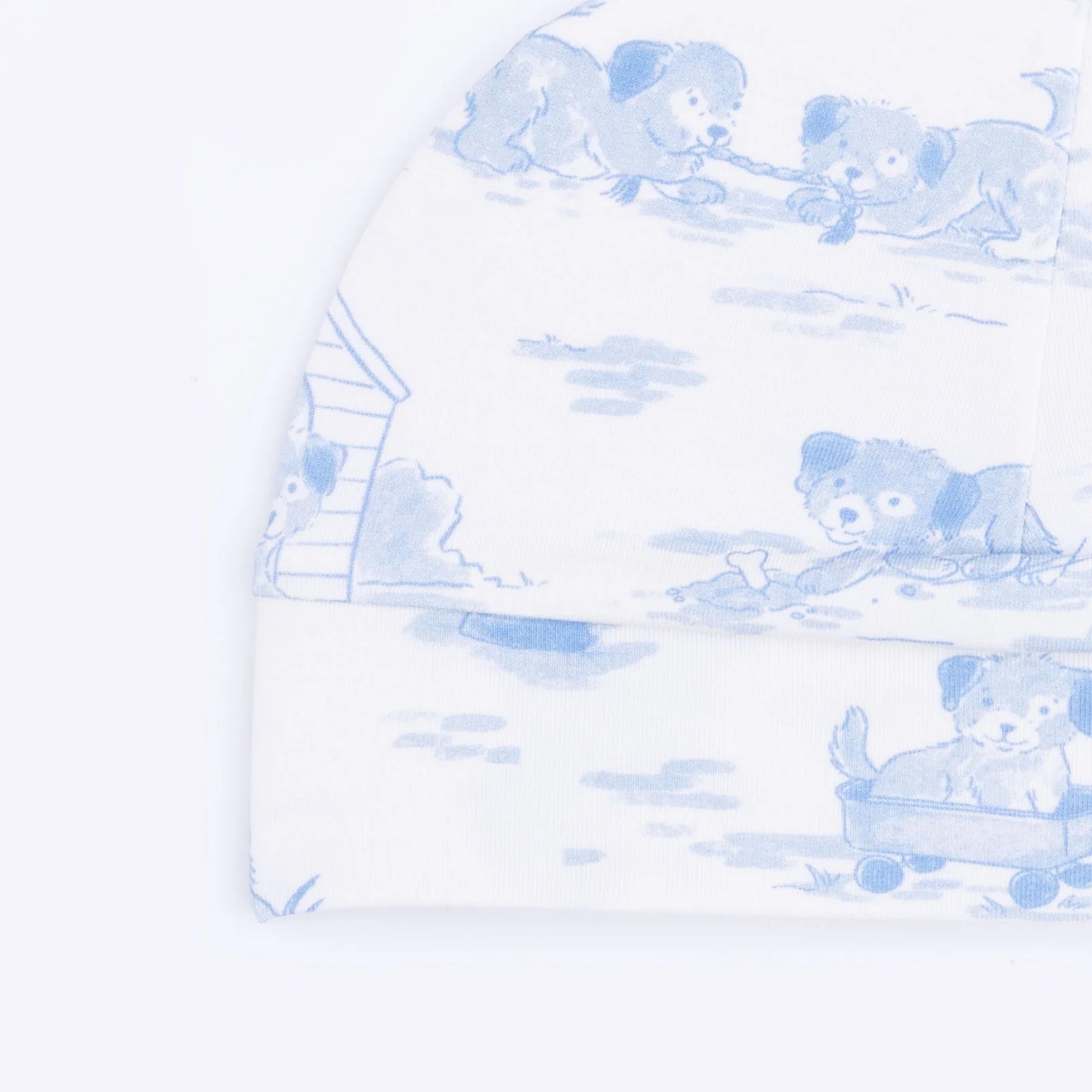Blue Puppy Toile Beanie Hat