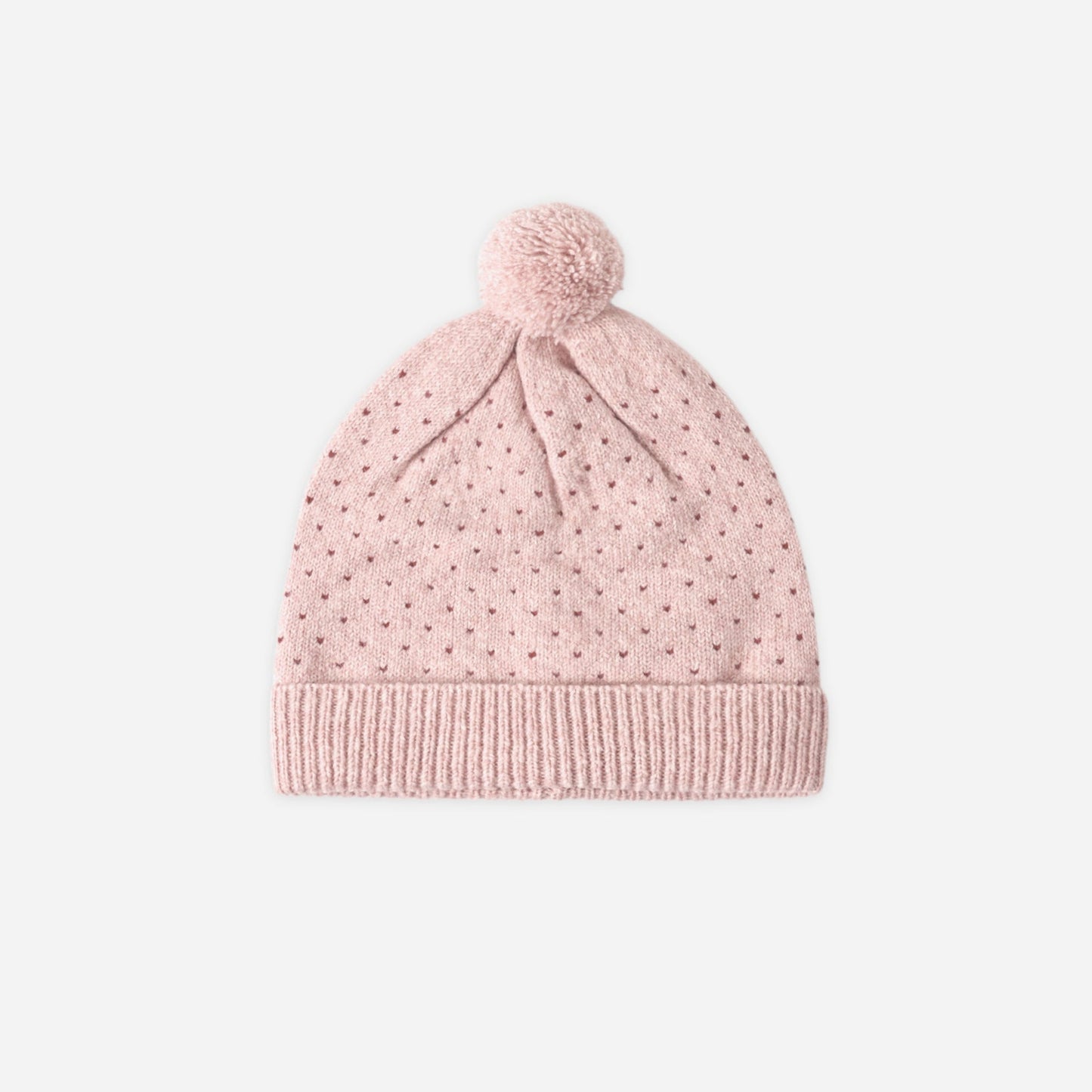 Blush knit beanie laid flat