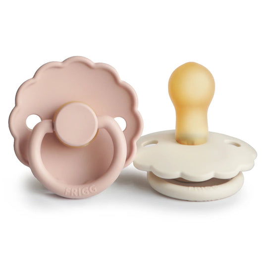 Blush/Cream Daisy Rubber Pacifier Set of 2 180 BABY GEAR Mushie 0-6m 
