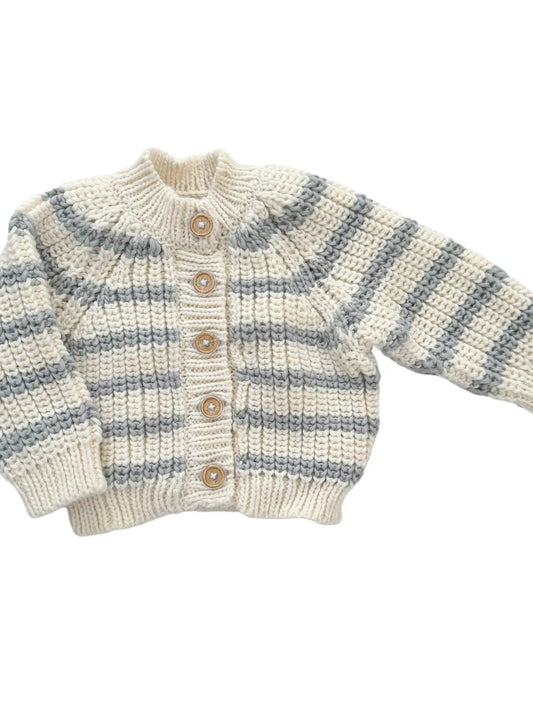 Bowie Grey Knit Stripe Cardigan 130 BABY BOYS/NEUTRAL APPAREL The Blueberry Hill 6-12m 