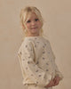 Close up of the butterfly ditsy print on the spongey knit set