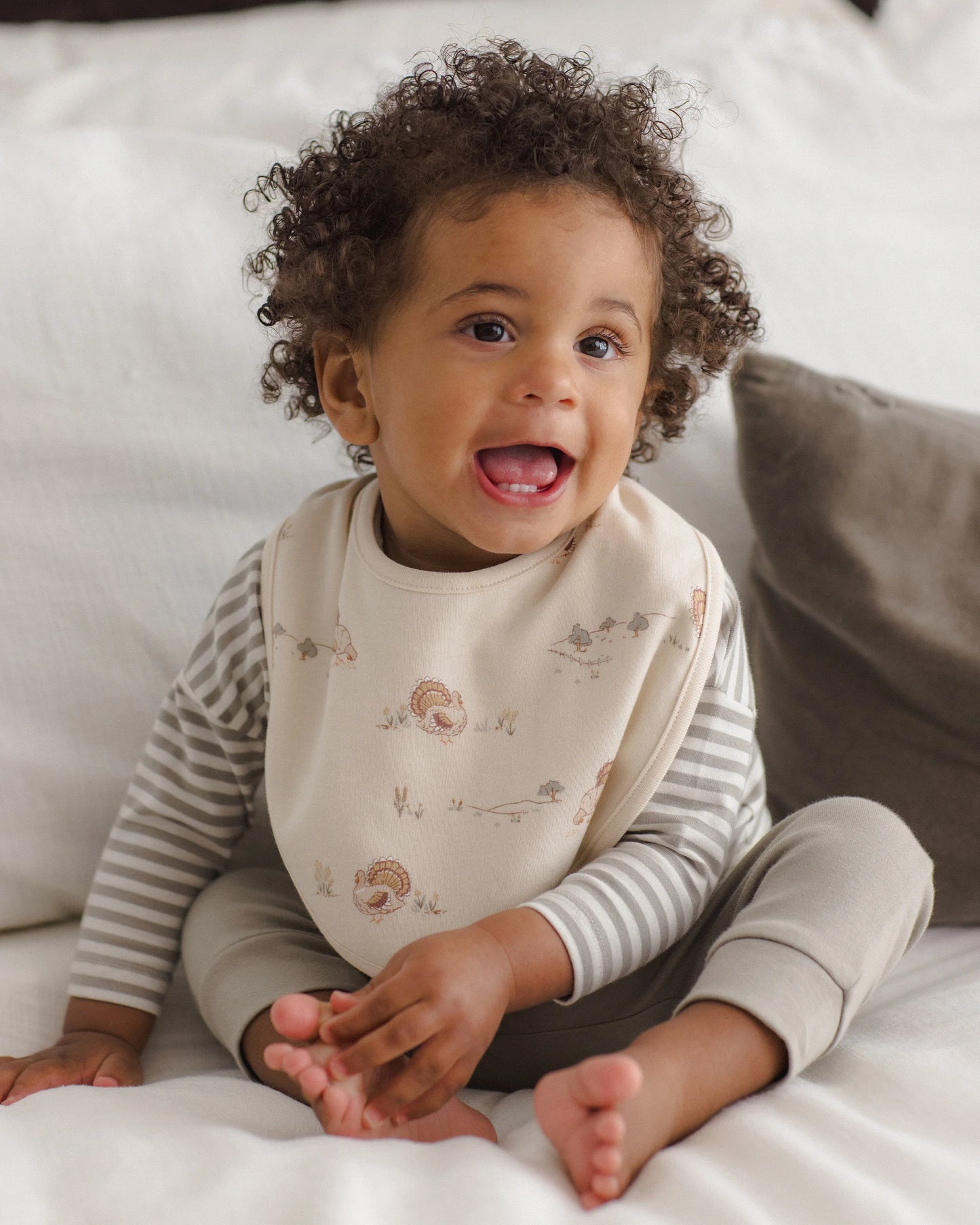 2 pk Bibs: Laurel Stripe & Turkey