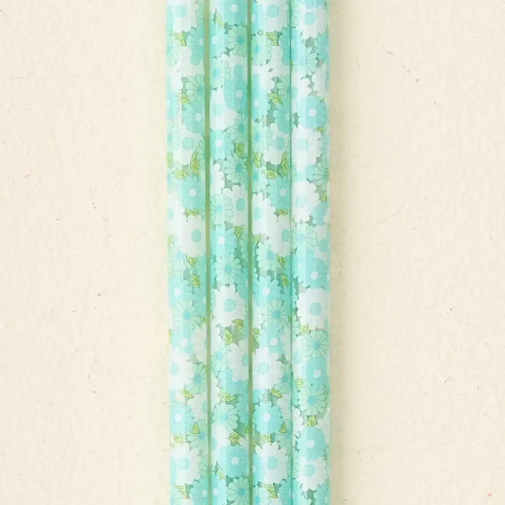 Aqua Daisy Tumbler Straw Set