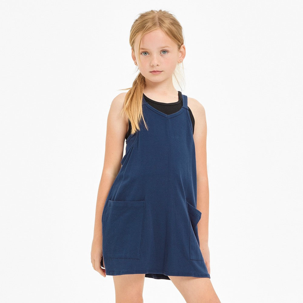 Navy Solid Cotton Romper