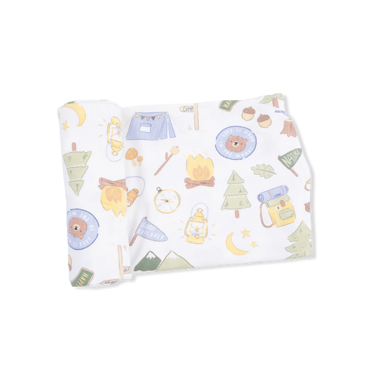 Camping Blue Bamboo Swaddle