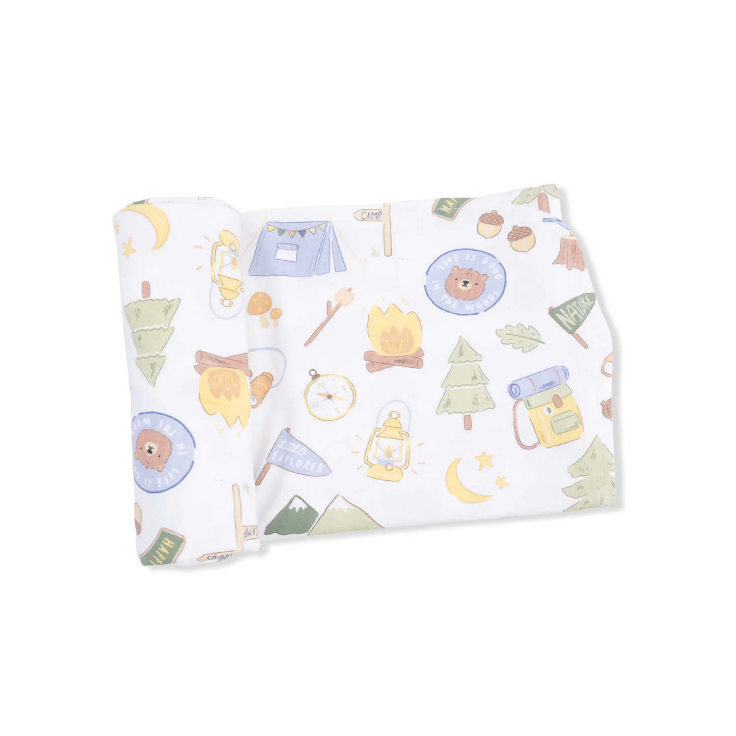 Camping Blue Bamboo Swaddle