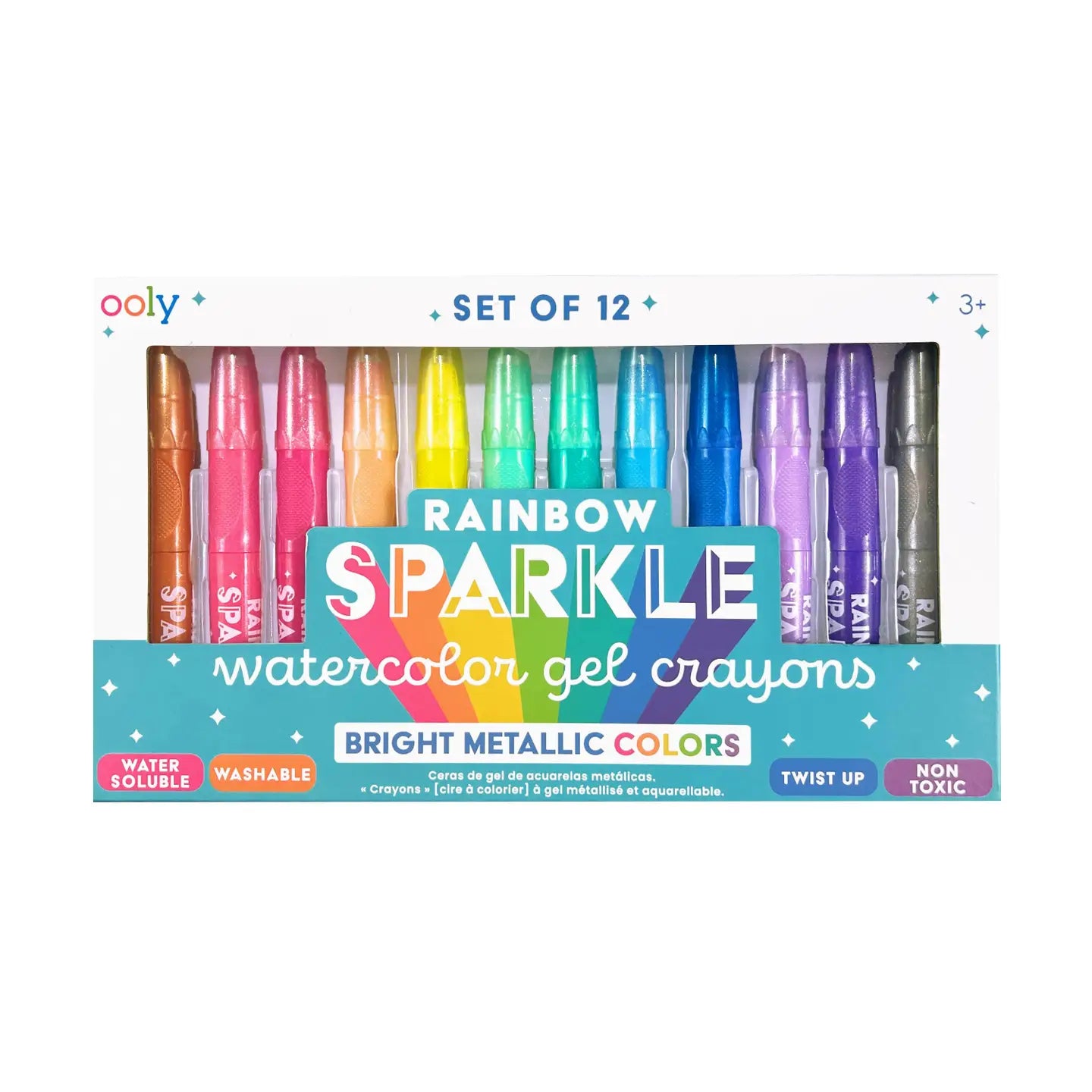 Rainbow Sparkle Metallic Gel Crayons