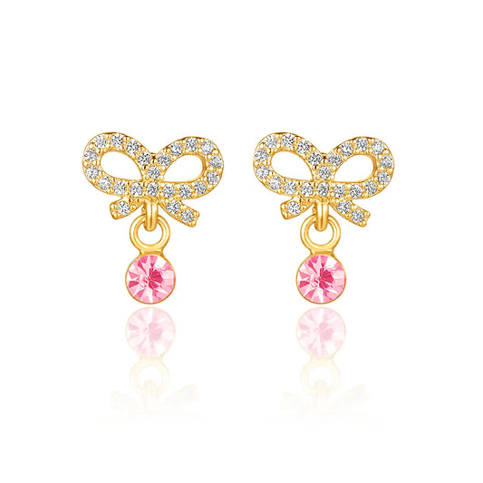 Crystal Bow CZ Dangle Earrings