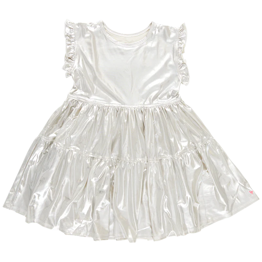 Champagne Lame Polly Dress 150 GIRLS APPAREL 2-8 Pink Chicken 2 