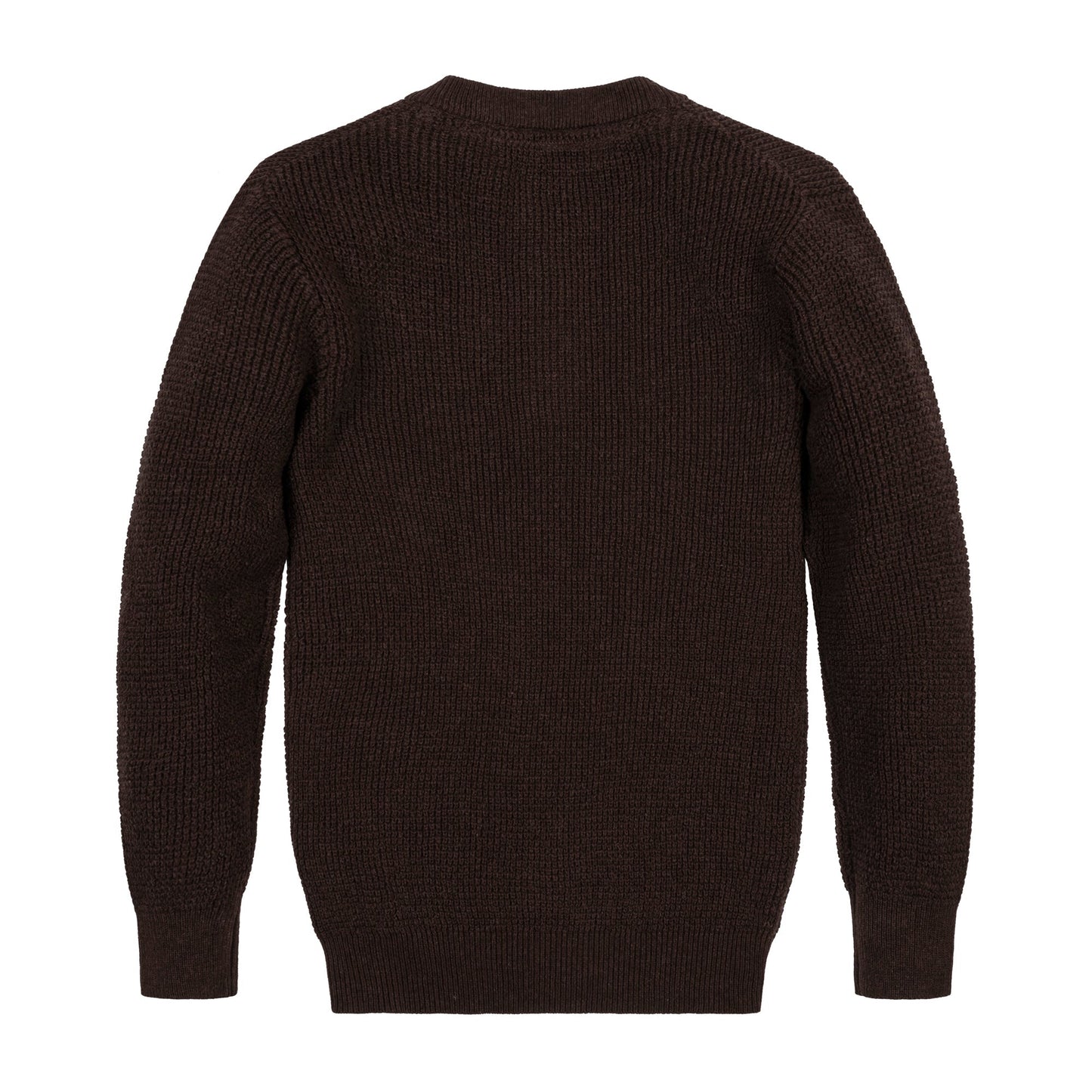 Boys Chocolate Heather Organic Sweater Henley with Elbow Patches by Hope & Henry, back view