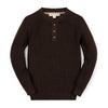 Boys Chocolate Heather Organic Sweater Henley with Elbow Patches by Hope & Henry, front view