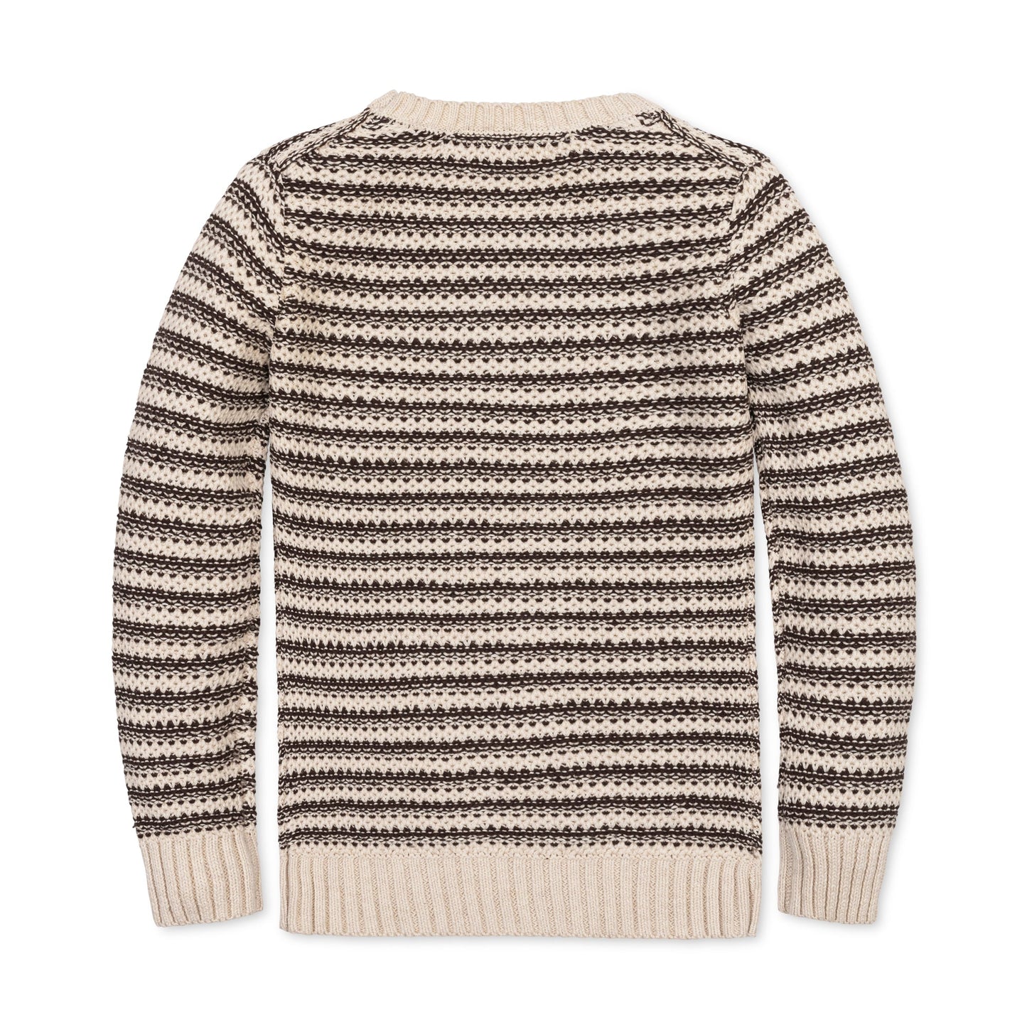 Boys Chocolate and Tan Stripe Organic Crewneck Sweater by Hope & Henry, back view