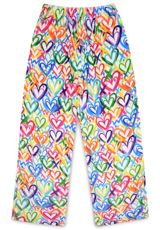 Colorful Hearts Plush Pants 160 GIRLS APPAREL TWEEN 7-16 Iscream 4/6 