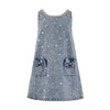 Denim dress with crystal decor