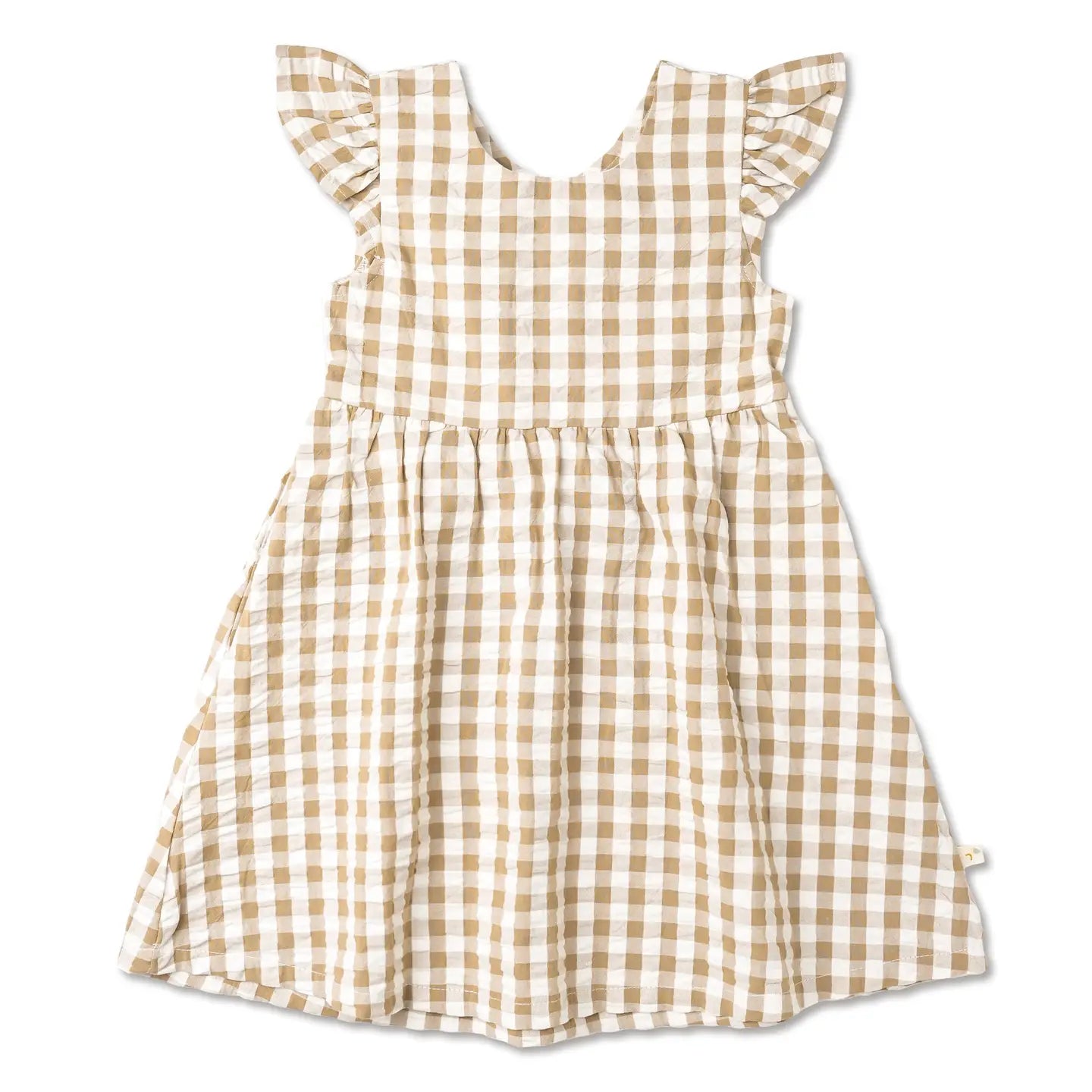 Brown Chequered Flutter Dress