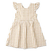 Brown Chequered Flutter Dress