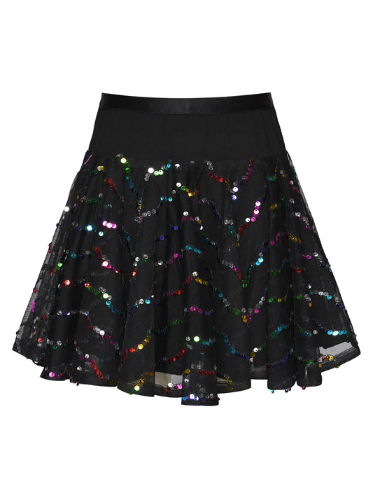 Colorful Sequin Mesh Circle Skirt