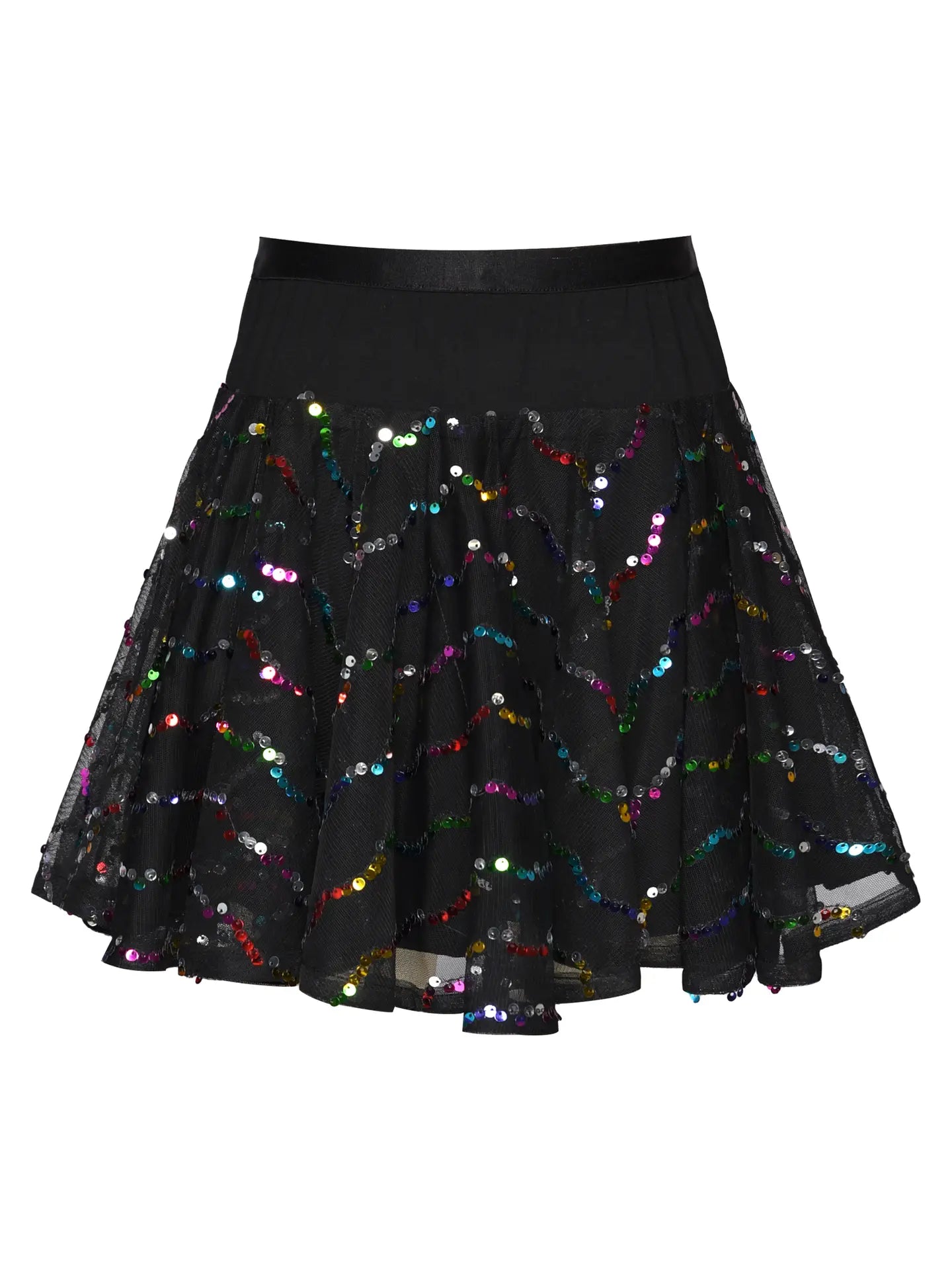 Colorful Sequin Mesh Circle Skirt