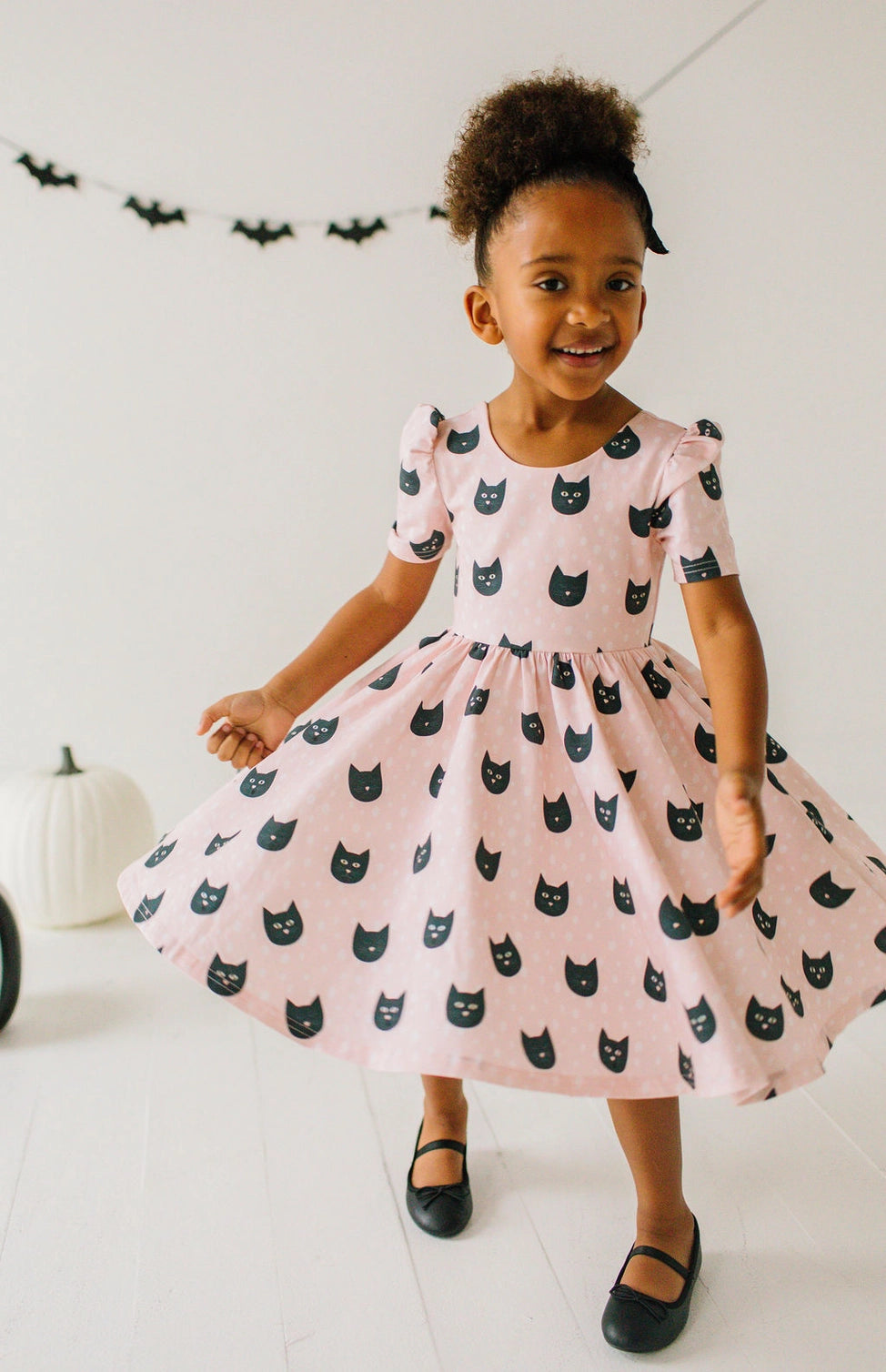 Black Cat Twirl Dress - detail shot
