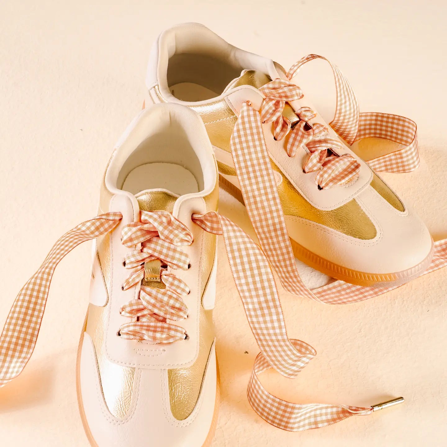 Tan Gingham Shoelaces