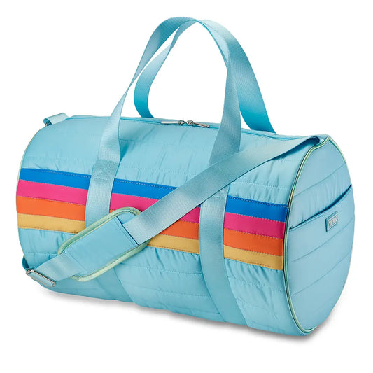 Blue Puffer Duffel Retro Stripe