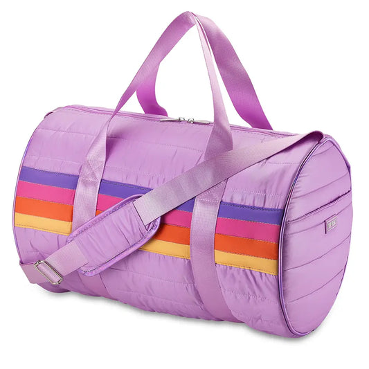 Purple Puffer Duffel Retro Stripe