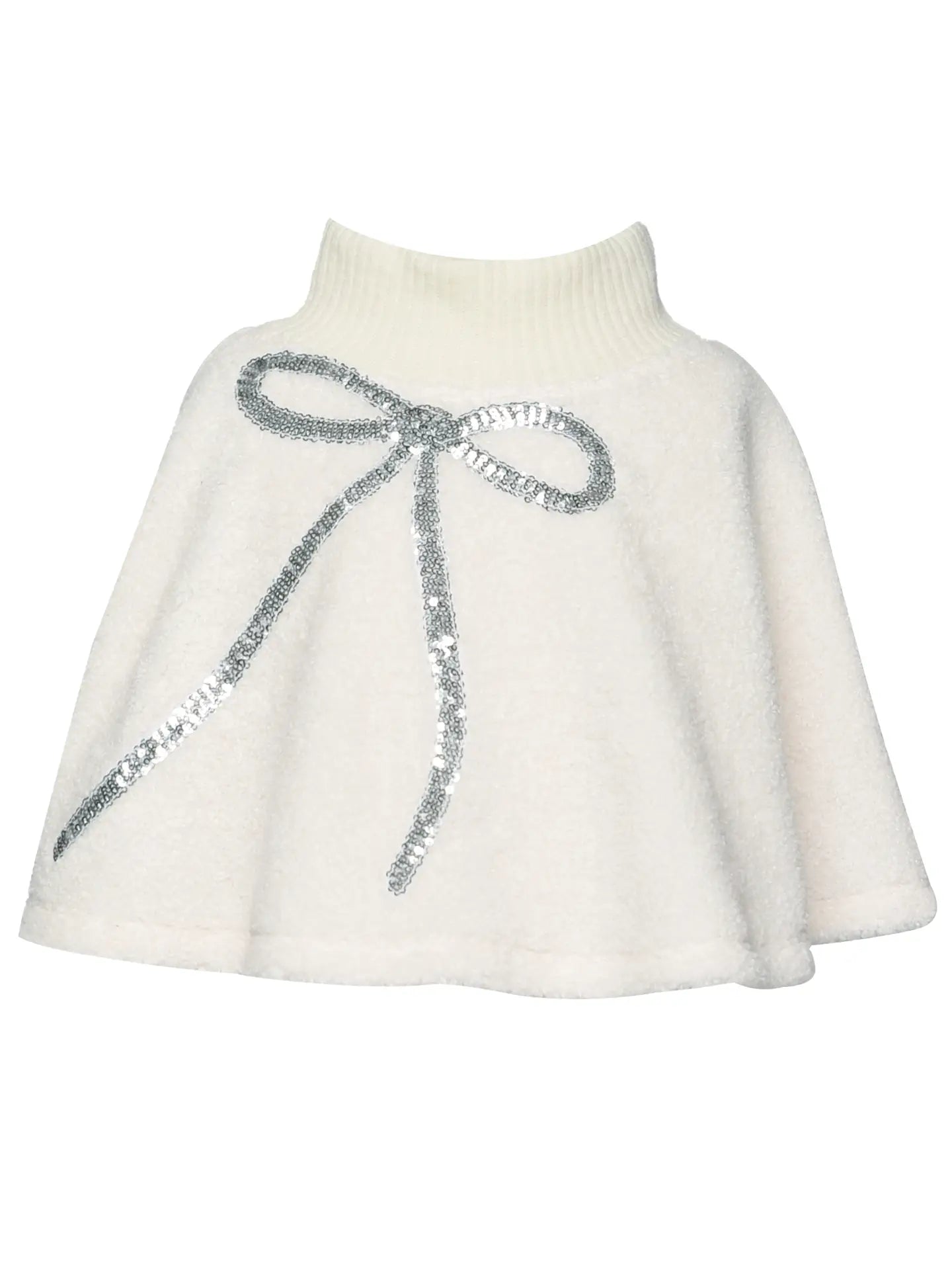 Sequin Bow Sherpa Poncho
