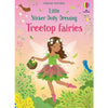 Book cover of 'Little Sticker Dolly Dressing Treetop fairies' with a fairy illustration on a pink background.