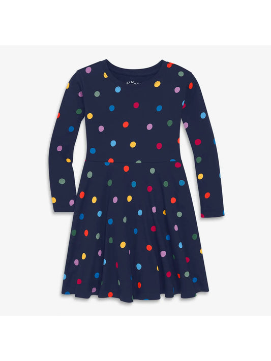 Navy Confetti Dots Twirl Dress