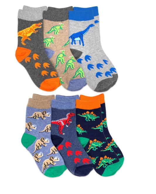 Dinosaur Crew Socks 6-Pack 110 ACCESSORIES CHILD Jefferies Socks 6-11 