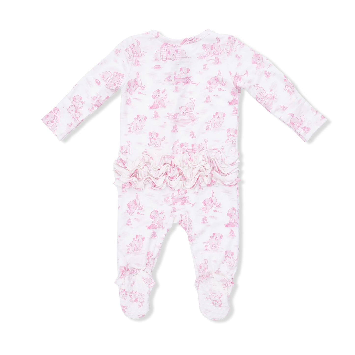 Pink Puppy Toile Bamboo Zip Footie