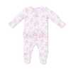 Pink Puppy Toile Bamboo Zip Footie